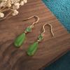 2021 verano nuevos aretes clásicos estilo palacio traje antiguo Hanfu para mujer aretes de oro antiguo imitación jade Hetian aretes