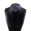 N11261 Collar Estilo Francés Azul Denim Rosa Gargantilla de Correa Sexy Retro Cadena para Clavícula