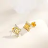 Pendientes de Estrella con Incrustaciones de Diamantes Chapados en Oro Vietnamita para Mujer, Pendientes Geométricos de Rombo de Lujo Ligero al por Mayor