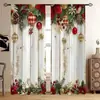 Cortinas com Estampa Digital de Cena de Neve Quente de Natal Transfronteiriça Decoração de Janela de Casa Cozinha Café Cortinas de Janela