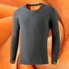 Camiseta interior térmica con forro polar para hombre, camiseta de manga larga de terciopelo dorado grueso para otoño e invierno, camiseta ajustada con cuello redondo para hombre, ropa de otoño.