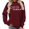 Moletom Feminino Gola Redonda Estampado "Cheer Mama" Outono e Inverno Fonte Amazon Casual Solto Comércio Exterior Simples