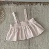Camiseta interior de manga larga con cuello de volantes para bebé, estilo INS, para niñas, con sobreposición de lunares y falda con tirantes