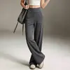 Pantalones de yoga de pierna ancha de cintura alta para mujer, bolsillo trasero, caída fluida, adelgazantes, pantalones de fitness de pierna recta, se pueden usar para salir, pantalones largos deportivos de secado rápido para mujer