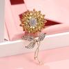 Novo Broche de Flor de Sol da Moda High-end Girassol Corsage All-match Terno Suéter Pin Planta Flor Acessórios