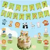 Banner Personalizado de Cumpleaños con Temática de Animales para Niños, Set de Toppers para Pastel, Decoración, Accesorios para Montaje del Lugar