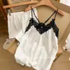 Conjunto de Pijama Sexy de Seda Helada Delgado de Verano con Ribete de Encaje, Camisola y Shorts, Conjunto Casual Holgado Estampado para Casa