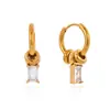 Pendientes Minimalistas de Acero Inoxidable Europeos y Americanos Wanxing con Colgante de Circonita Cuadrada Verde, Joyería de Lujo Ligero Transfronteriza de Nicho al por Mayor