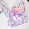 Nueva Moda Alas de Mariposa Láser Mochila Infantil Mochila para Niños Lindo Unicornio TPU Transparente Mochila de Moda