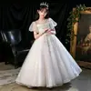 Vestido de Festa de Alto Padrão para Crianças, Traje de Princesa para Aniversário de Meninas, Saia de Tule, Traje Elegante e Moderno para Performance de Piano para Dez Anos