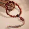Palo de Rosa Africano 12mm Pulsera de Cuentas de Oración de Mano Cadena de Sándalo Rojo Colgante de Borla