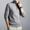 Suéter masculino de lã com gola alta, zíper, espessado para aquecimento, padrão jacquard, mangas compridas, tricô de alta qualidade para homens jovens e de meia-idade
