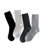 Calcetines nuevos de mujer estilo coreano, color liso con rayas verticales y bordado de letras de corazón, calcetines de media pantorrilla para otoño e invierno, calcetines largos apilables de doble aguja para mujer