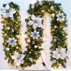 Venta Caliente Transfronteriza Enredadera Navideña Adorno Grueso para Colgar en la Puerta Decoraciones para Árbol de Navidad Set de Corona Dorada Roja