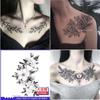 Calcomanías de Tatuaje de Flor Oscura, Larga Duración Impermeables Femeninas Elegantes Cool Clavícula Pierna Brazo Calcomanías de Tatuaje de Jugo Permanente