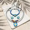 Collar y Pendientes de Flor de Arcilla Blanda Más Vendidos en Europa y América Juego de Tres Piezas. Conjunto de Collar y Aretes para Mujer con Forma de Flor de Huevo de Arcilla Suave