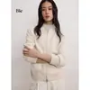 Elegante suéter de lana con bolsillos laterales, doble cremallera, cuello alto y mangas largas, cárdigan de punto para mujer