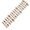 Unhas Postiças Ovais Florais de Margarida Primavera Frescas Multicor Refletoras de Luz Contas de Vidro Olho de Gato Manicure Unhas Pré-Fabricadas