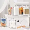 Caja de almacenamiento para bastoncillos de algodón para uso doméstico, de escritorio transparente con tapa, a prueba de polvo, para joyería y algodón de maquillaje, caja de almacenamiento simple y conveniente