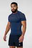 Youngla Camiseta Esportiva Masculina de Verão Estilo Americano Nova Justa Calça Jogger Fitness Corrida Treino Secagem Rápida Manga Curta