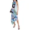 Vestido casual de cuello halter con estampado geométrico para mujer, nuevo, de primavera/verano 2026, transfronterizo europeo y americano