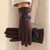 Guantes Retro para Mujeres de Mediana Edad y Mayores en Invierno, Forrados de Felpa para Calidez y Protección contra el Frío, Ciclismo, Conducir, Deportes en Vehículos Eléctricos, Terciopelo Alemán