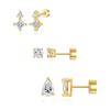 Pendientes de circonita de tres hojas con chapado en oro real de moda transfronterizos de Europa y Estados Unidos, traje de temperamento