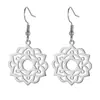 Reunión fábrica de joyería caliente acero de titanio colgante de loto hueco moda simple romántico damas aretes de acero inoxidable