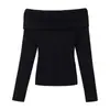 Suéter de punto rosa de un hombro suave en la clavícula para mujer, suéter de otoño, capa base, top negro de un hombro descubierto