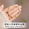 Pulsera de Cristal Dorado para el Cabello Piedra Cruda Natural Cristal Amarillo Pulsera de la Riqueza Cuentas de Transferencia de Cera de Abeja para Niña Pulsera de Citrino