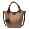 Bolsa Bucket Color Block da Moda para Mulheres Verão 2025 Textura de Nicho Versátil Casual para o Dia a Dia Bolsa de Ombro Transversal
