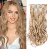 Extensiones de Cabello Sintético Largas para Mujer, 6 Piezas, Extensiones de Cabello Rizado de 16 Pulgadas de Largo, Mechas de Fibra de Alta Temperatura, Postizo Voluminizador