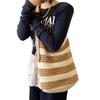 Bolso de Paja Rayado de Gran Capacidad para Mujer 2025 Verano Nuevo Bolso de Hombro para Playa Viaje Marítimo Bolso Tote Bandolera