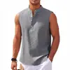 Primavera e Verão 2025 Nova Camisa Básica Masculina sem Mangas Amazon Europeia e Americana Casual para Uso Externo Masculino Colete Masculino