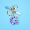 Nuevo llavero de borla con letra inglesa, accesorios de resina acrílica, accesorios populares en Europa y Estados Unidos para hombres y mujeres, 26 inglés