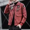 Ropa de cuero pu para hombre 2021 ropa para hombre con solapa bordada ropa de motocicleta primavera y otoño chaqueta de cuero casual de moda para hombre procesamiento personalizado