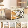 Caja de Almacenamiento Transparente Portátil para el Hogar, Engrosada, Sellada, a Prueba de Humedad, para Ropa y Libros, Caja Organizadora de Plástico de Gran Capacidad