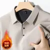 Camisa polo masculina grossa, sem costura, com forro de fleece, novo estilo de inverno, business casual, camiseta de manga longa quente, camada base