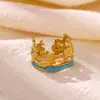 Nueva Serie de Anillos de Acero Inoxidable con Goteo de Aceite de Amazon para Mujer, Anillos Ajustables de Sirena Personalizados, Flores al por Mayor