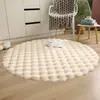 Alfombra Redonda Blanca de Felpa Felpudo para Piso de Sala de Estar Alfombra para Mesita de Noche de Dormitorio Tocador Manta de Lana Sintética para Silla de Oficina