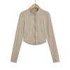Traje de protección solar de verano para mujer Spice Girls Cuello vertical Delgado Ropa de Yoga Chaqueta cárdigan de manga larga Falda plisada deportiva de seda helada