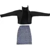 Juguete de muñeca femenino profesional falda de cuadros blanco y negro 30cm falda de cuero jeans de cuero negro ropa alta calidad