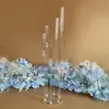 Portavelas Transparente de Acrílico de Múltiples Cabezas Paso a Paso Escenario de Boda Pasillo Mesa Principal Decoración de Iluminación Adorno Accesorio de Boda