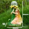 Adornos de micro paisajismo, macetas de jardín y patio transfronterizas, hadas de flores elfas, luces nocturnas solares, decoraciones de resina