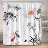 Cortina de ducha Daifa transfronteriza Flor rosa Pez Koi Flor de cerezo Pez carpa Piedra Estilo japonés Tela de poliéster Decoración de baño Gancho