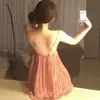 Camisola sexy estilo francês, novo vestido de alça plissado retrô com laço doce e decote V profundo, pijamas para casa para mulheres