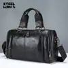Bolso Cruzado de Hombro para Hombre Steel Lion de Cuero Genuino Piel de Vaca de Primera Capa Gran Capacidad Maletín de Viaje Cruzado