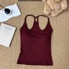 Deseo Puro Dulce Chica Caliente Sexy Espalda Descubierta Cintura Adelgazante Camisola Ropa de Yoga para Mujer con Almohadillas para el Busto Top de Fitness Versátil