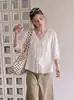 Camisa suave de volantes estilo francés con cuello en V para mujer, nuevo modelo 2026, estiliza y es versátil, top de corte holgado