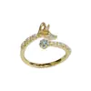 Anillo abierto de cola de pez con circonita y perla de lujo ligero nuevo de verano, anillo de dedo índice de diseño simple de moda nicho para mujer